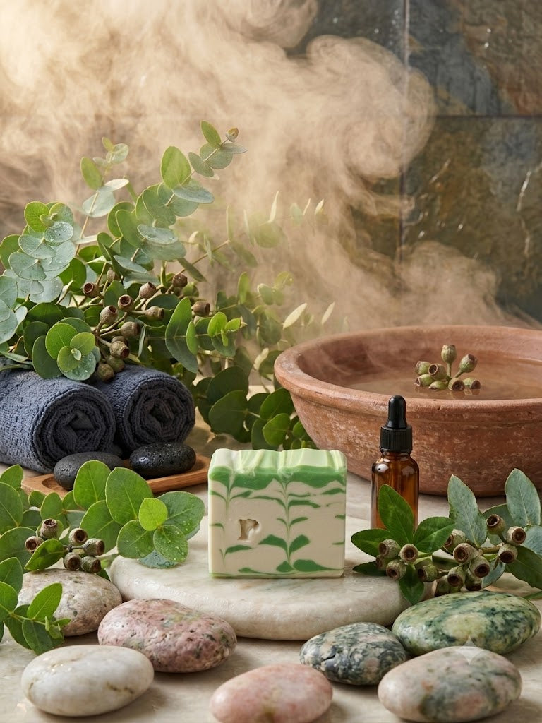 Prudent Preservations artisan bar soap with natural green and white swirls, handcrafted cold-process.