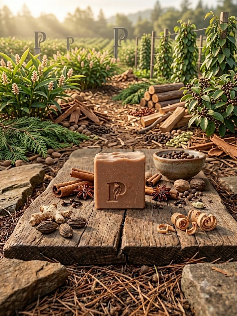 Prudent Preservations artisan bar soap with rich dark brown tones, handcrafted cold-process.
